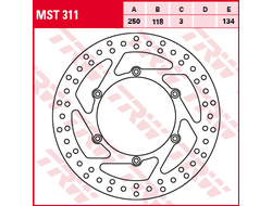 Тормозной диск передний TRW MST311 для мотоциклов Kawasaki KLX400 // Suzuki RM 125/250, DR-Z 250/400 // Yamaha YZ 125/250/426/450, WR 125/250/426/450
