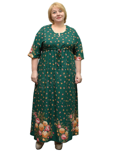 Легкое платье из тонкого хлопка Арт. 2165 (Цвет изумрудный)  Размеры 58-84
