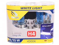 Лампа автомобильная галогенная Clearlight H4 WhiteLight 4300K (12v 60/55w) (2 штуки)