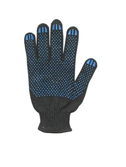 Перчатки трикотажные черные 7 класс с ПВХ покрытием "Точка"