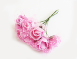 Цветы из фоамирана с фатином, цвет розовый , в связке 10 цветочков