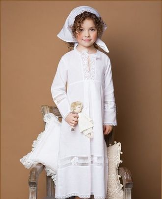 Набор для Крещения девочки с платьем "ПЕЛАГЕЯ". В наборе: платье, косынка, большое полотенце. 3-4 года, 5-6 лет, 7-8 лет, 9-10 лет, 11-12 лет, арт. НКД - Пл-ПМ, цена от