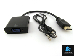 Переходник HDMI to VGA, дополнительное питание, аудио 3.5мм
