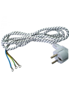 шнур сетевой для утюга с заземлением,вилка 1,5м в оплетке