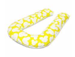Подушка для беременных U 340 см с шариками антистресс внутри + наволочка на молнии хлопок Микки солнечные