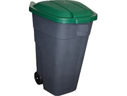 Бак для мусора 110 л. с зеленой крышкой, на колесах