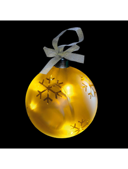 Гирлянда "Светящийся шар", матовое стекло с орнаментом, желтые светодиоды, на батарейках