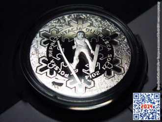 Серебряная польская монета с символикой Sochi-2014 (10 злотых)