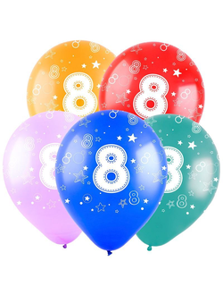 Воздушные шары с гелием "С днем рождения! цифра 8" 30см