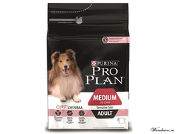 PRO PLAN Optiderma Medium Adult  Про План Медиум Эдалт корм для взрослых собак средних пород с чувствительной кожей - лосось, рис, 3 кг
