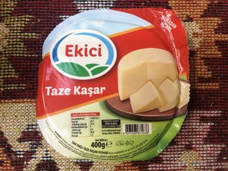 Сыр молодой полутвёрдый «Тазе Кашар Пейнир» (Tam Yağlı Taze Kaşar Peyniri), 400 гр., Ekici, Турция