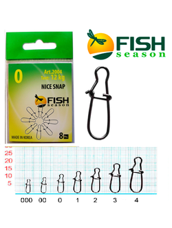Застежка FishSeason Nace Snap, №4 (35кг) (10 уп.) арт. 2004
