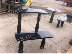 Комплект стол скамейка из черного гранита