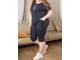 Пижама-костюм женский большого размера из хлопка арт. 755-74099 (цвет темно-синий) Размеры 60-78