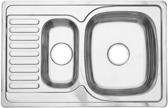 Кухонная мойка двойная (780*500*180 мм, врезная, глянцевая, нержавеющая сталь Accoona