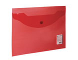 Папка-конверт с кнопкой МАЛОГО ФОРМАТА (240х190 мм), А5, прозрачная, красная, 0,18 мм, BRAUBERG, 224026