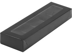 Коробка на 5 конфет с вклеенным Окошком, 23*7*3 см, ЧЕРНАЯ (050105)