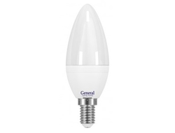 Лампа светодиодная General свеча E27 8W 6500K 6K 38x108 пластик/алюмин. 638700