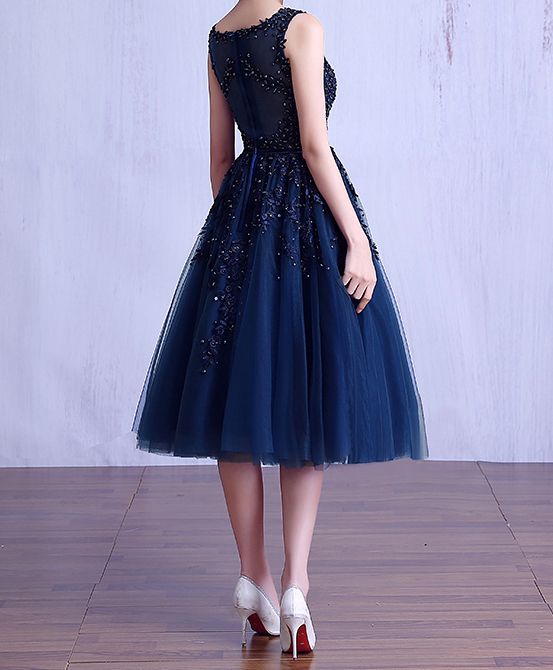 Синее коктейльное платье миди \"Flora\" - прокат платьев Rentaholic в Уфе