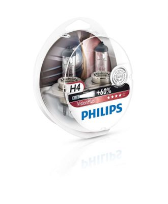 Лампа галогенная PHILIPS H4 VisionPlus 12V (60/55W)  в блистере 2 шт.