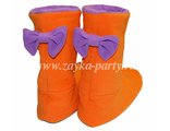 Сапожки оранжевые с фиолетовым бантиком