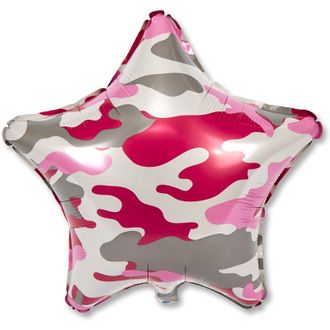 Фольгированная звезда с гелием &quot;Хаки розово-серая&quot; 45 см