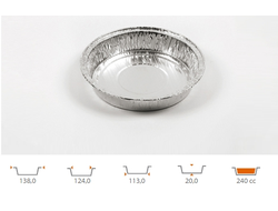 Форма для выпечки круглая, из фольги алюминиевой, 113*20 мм (240 мл), 1 шт