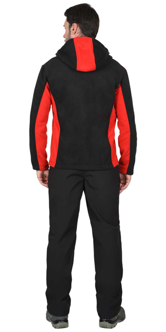 Куртка флисовая -ТЕХНО" (флис дублированный) черная с красным