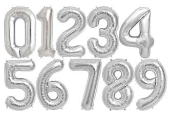 Фольгированная цифра наполненная гелием (Серебро)