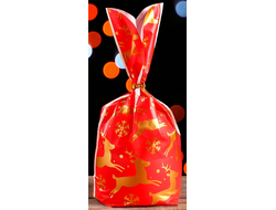 Мешок подарочный с ушками «Золотые олени», 13 * 23 см,  5 штук