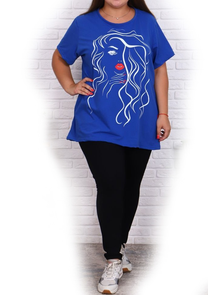 Женская футболка больших размеров из хлопка арт. 931324-39 (цвет ярко-синий) Размеры 66-78