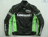 Куртка мотоциклетная Kawasaki Monster с защитой плеч и локтей + съемная подкладка (размер L) цвет черный/зеленый