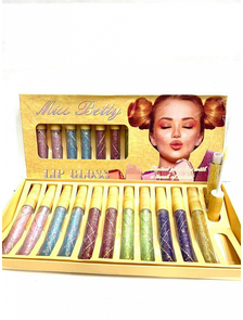 Набор прозрачных блесков для губ с шиммером Miss Betty 12шт