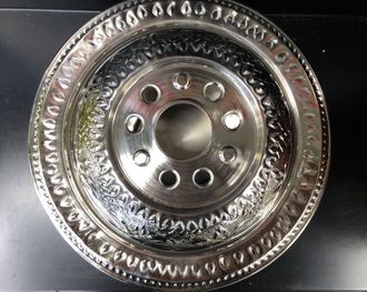 Подставка для подогрева большого двойного чайника (çaydanlık), декор «серебро», диаметр 28 см, Турция