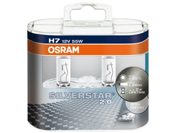 Лампа галогенная OSRAM H7 Silverstar 2.0 12V 55W, 2шт.