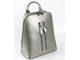 Кожаный женский рюкзак Zipper серебряный