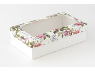 Коробка подарочная ВЫСОКАЯ 5П-В 7 см С ОКНОМ (25*15* выс 7 см), светлые розы