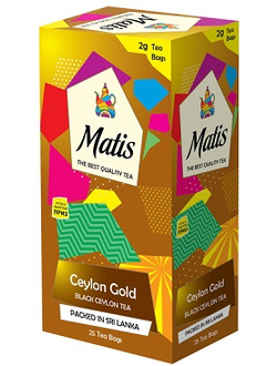 Чай Matis чёрный классический пакетированный "Золото Цейлона", 25 шт. х 2 г, карт.