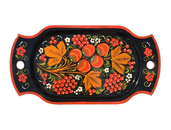 Тарелка поднос с хохломской росписью Конфета 290*150