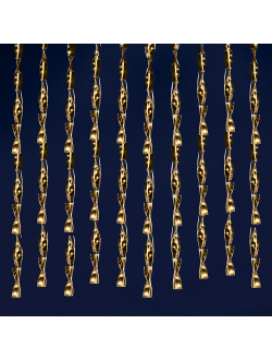 Световой занавес декоративный "Серпантин", 120 светодиодов, 2.5х1.5 м, золотые спирали, теплый белый