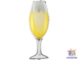 Шар (109 см) Фигура, Бокал, Искрящееся Шампанское фольга ( шар+ гелий + лента ) Б