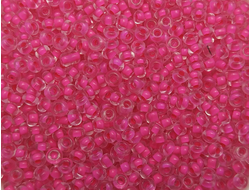 Бисер Китайский №8-132 прозрачный с розовым стержнем, 50 грамм