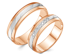 Парные обручальные кольца 7-0228 и 7-0225