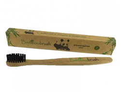 Зубная щетка Bamboobrush mini из бамбука, щетина с угольным напылением (мягкая) бамбубраш