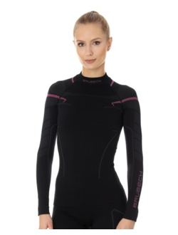 Футболка женская длинный рукав  Brubeck Thermo Nilit Heat  черный с розовым