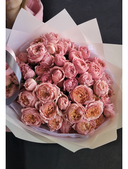 Букет из персиковых пионовидных роз, пионовидная роза, нежно-розовые розы, цветы любимой