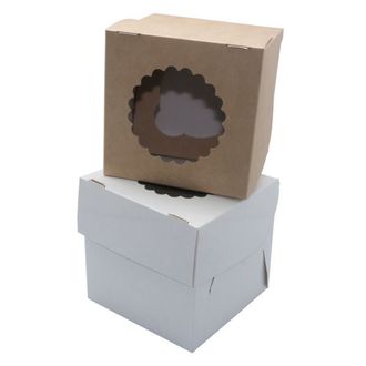 Коробка на 1 кекс ECO MUF 1 (10*10*10 см), двухстороняя Крафт/белая