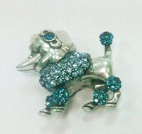 Сувенир &quot; Собачка Пудель&quot; металл с голубыми стразами, размер 4 х 3,5 см