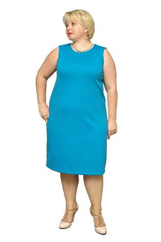 Элегантное платье-футляр Арт. 2241 (Цвет голубой и еще 4 цвета) Размеры 46-64