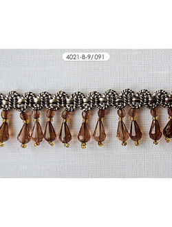 Арт. 4021-B-9 . Бахрома стеклярусная на сутажной основе, 3,5 см